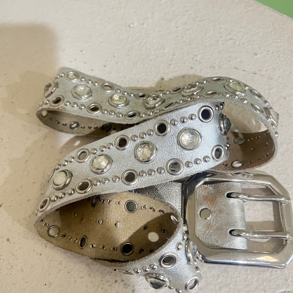 Unbranded soft leather Silver Studded unisex silver Belt western festive